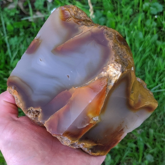 *SOLD* Large natural Agate abstract cut stone bookend 973g - Picture 8 of 12